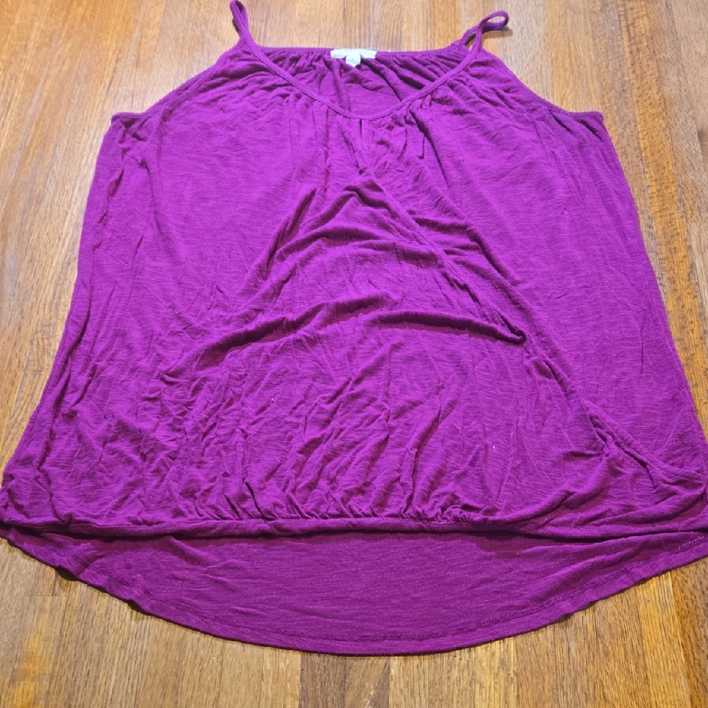 Cupio Women Large Magenta Spaghetti Strap Camisole Loose Fit Blouse Top